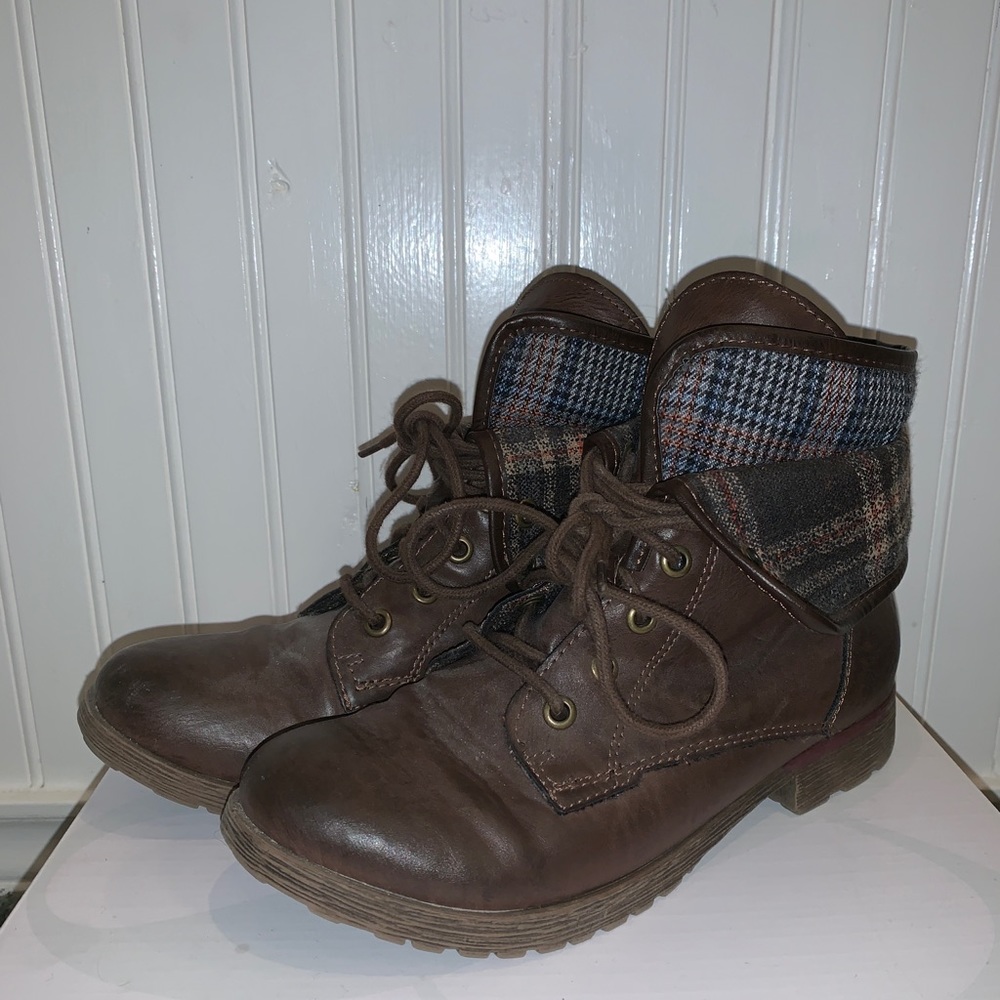 Brown Foldable Ankle Boots